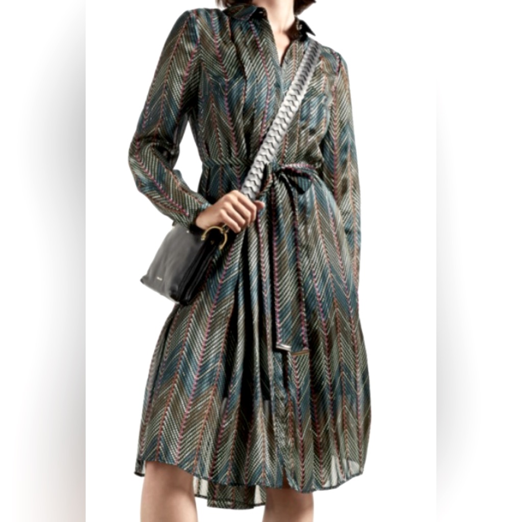 Ted Baker Saphy Long Sleeve Metallic Geo Dress